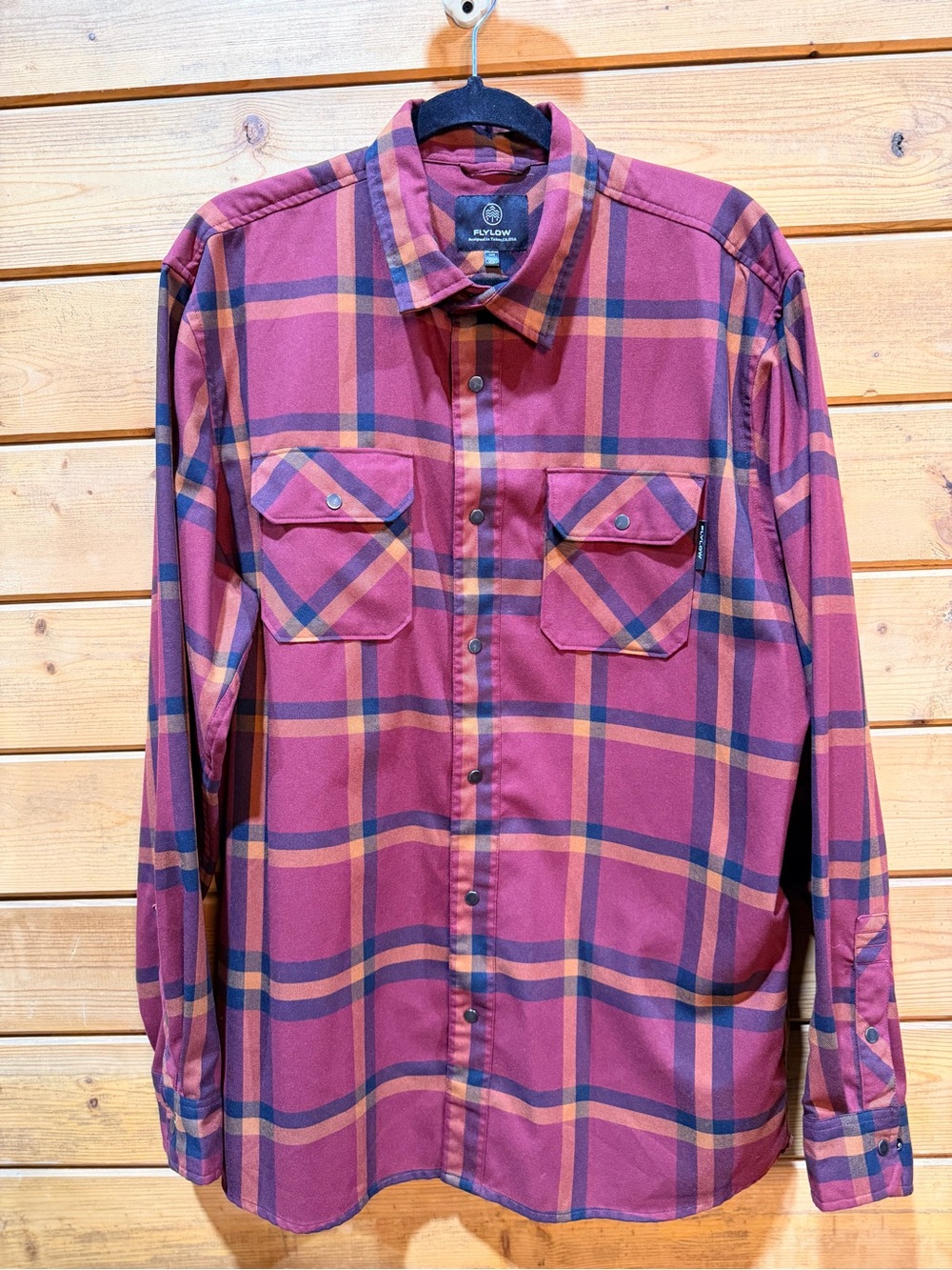 Flylow Handlebar Tech Flannel Men’s XL Redwood Copper Plaid Snap Shirt